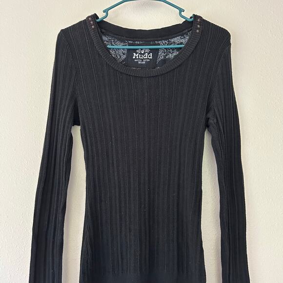 Vintage Mudd ribbed fitted tunic sweater Y2K gothic grunge twilight indie XL - Picture 2 of 14